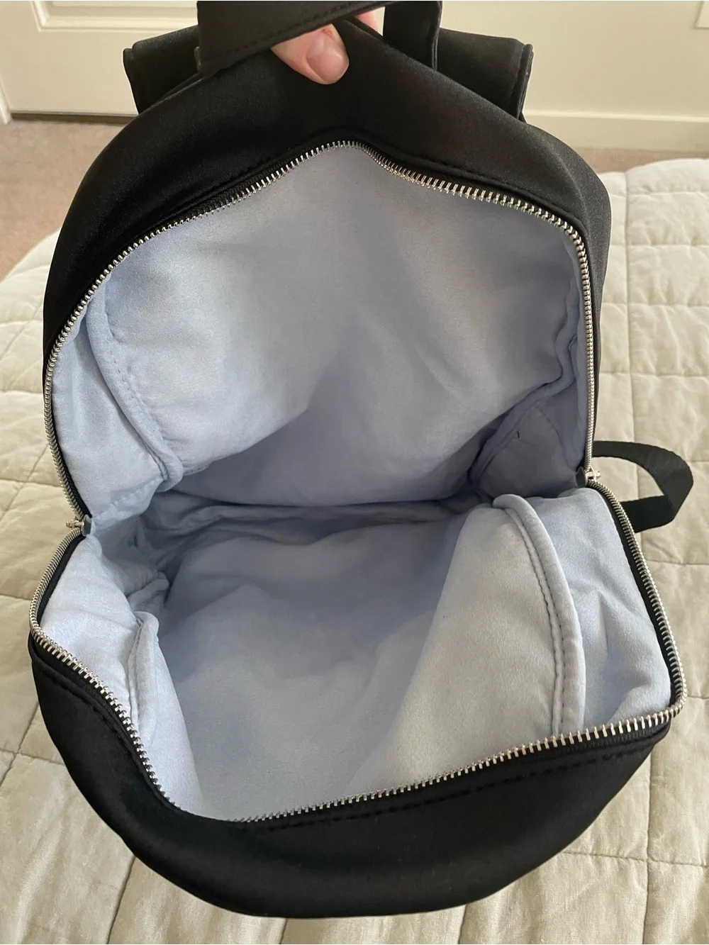 MUGLER Black Nylon Logo Backpack Silver Hardware